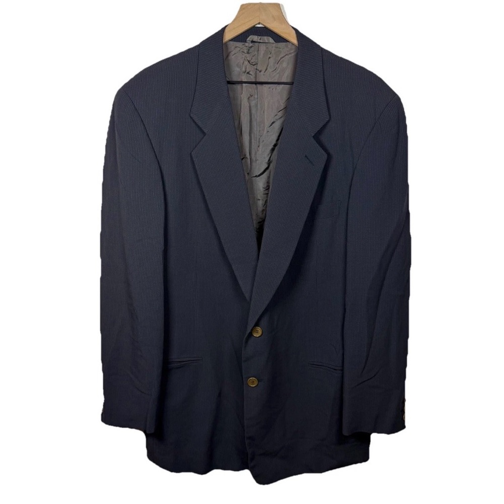 VTG Giorgio Armani 44L Gray Pinstripe Wool Blazer 2 Btn Made Italy 90s Office